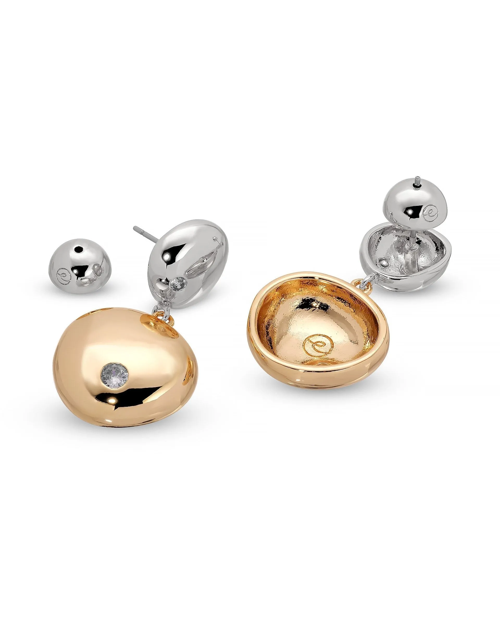 Polished Double Pebble Drop Earrings