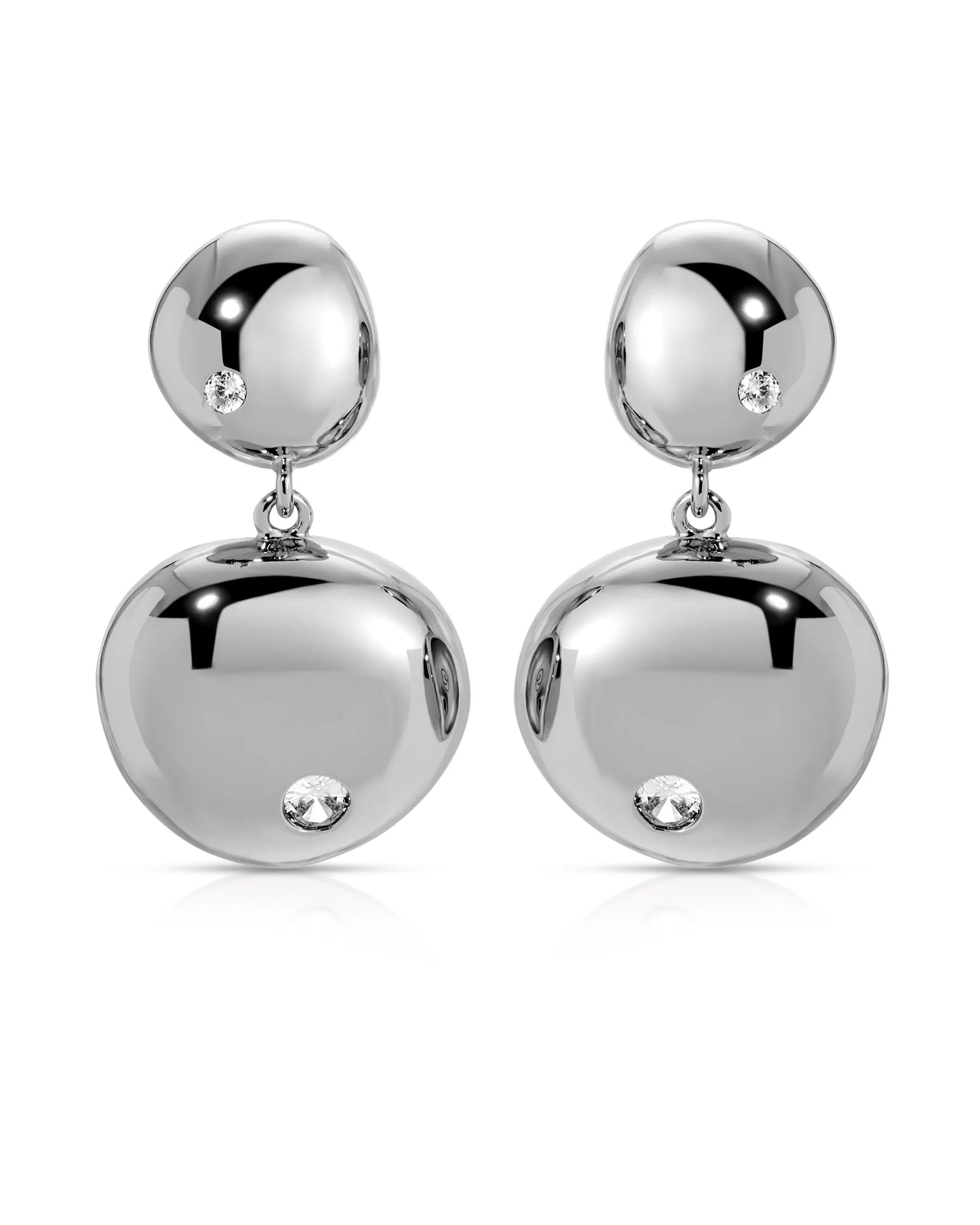 Polished Double Pebble Drop Earrings