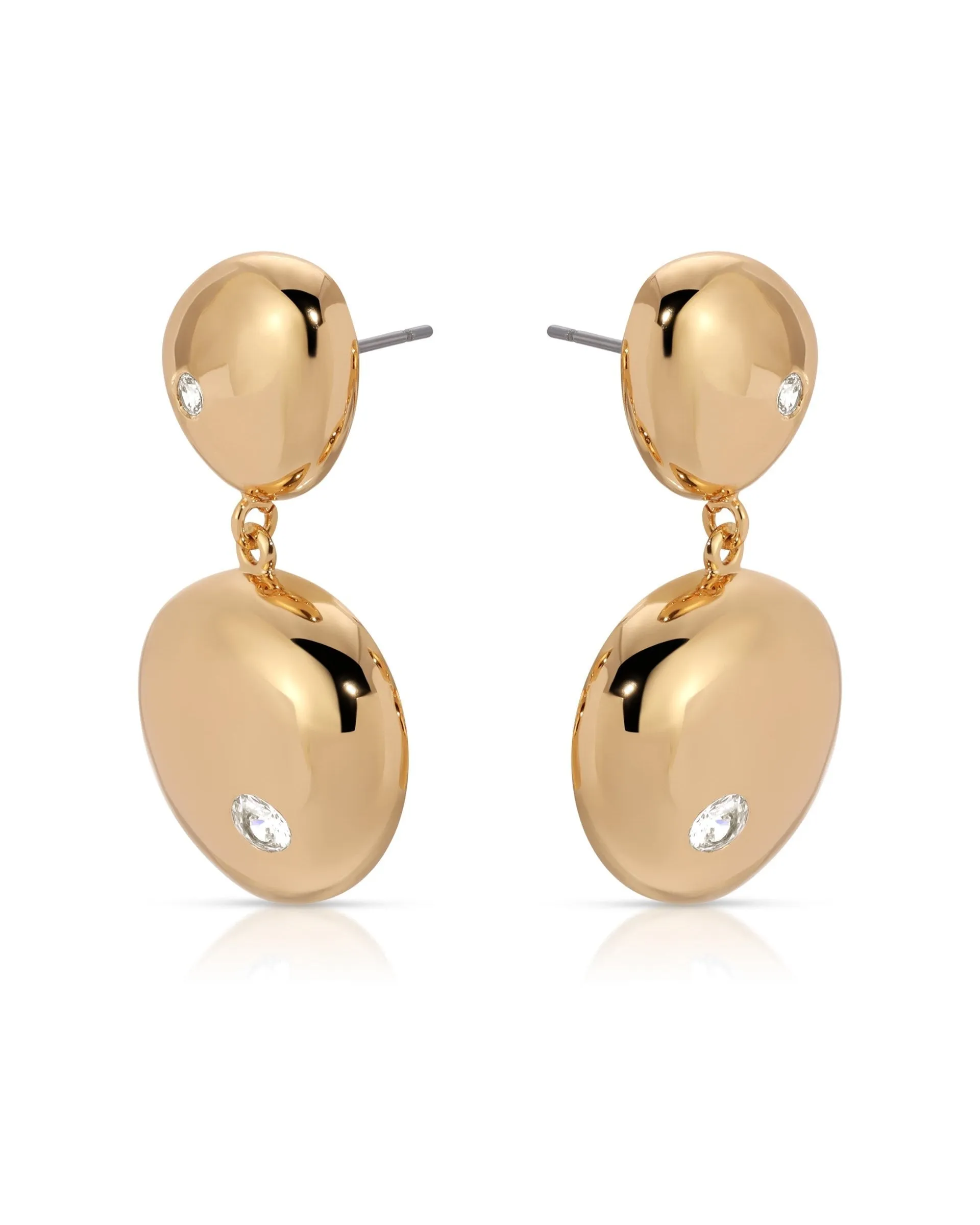 Polished Double Pebble Drop Earrings