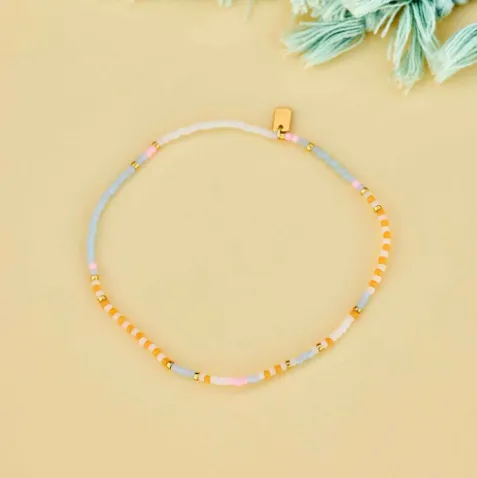 Pura Vida Pineapple Crush Seed Bead Stretch Anklet
