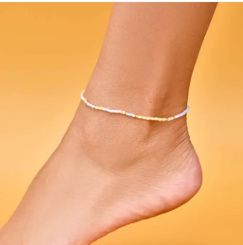 Pura Vida Pineapple Crush Seed Bead Stretch Anklet