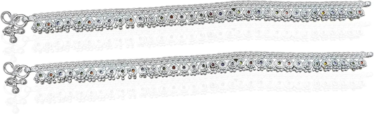 Pure Silver Handmade Traditional Anklet for Women, 10 inch, 84.25 Gram