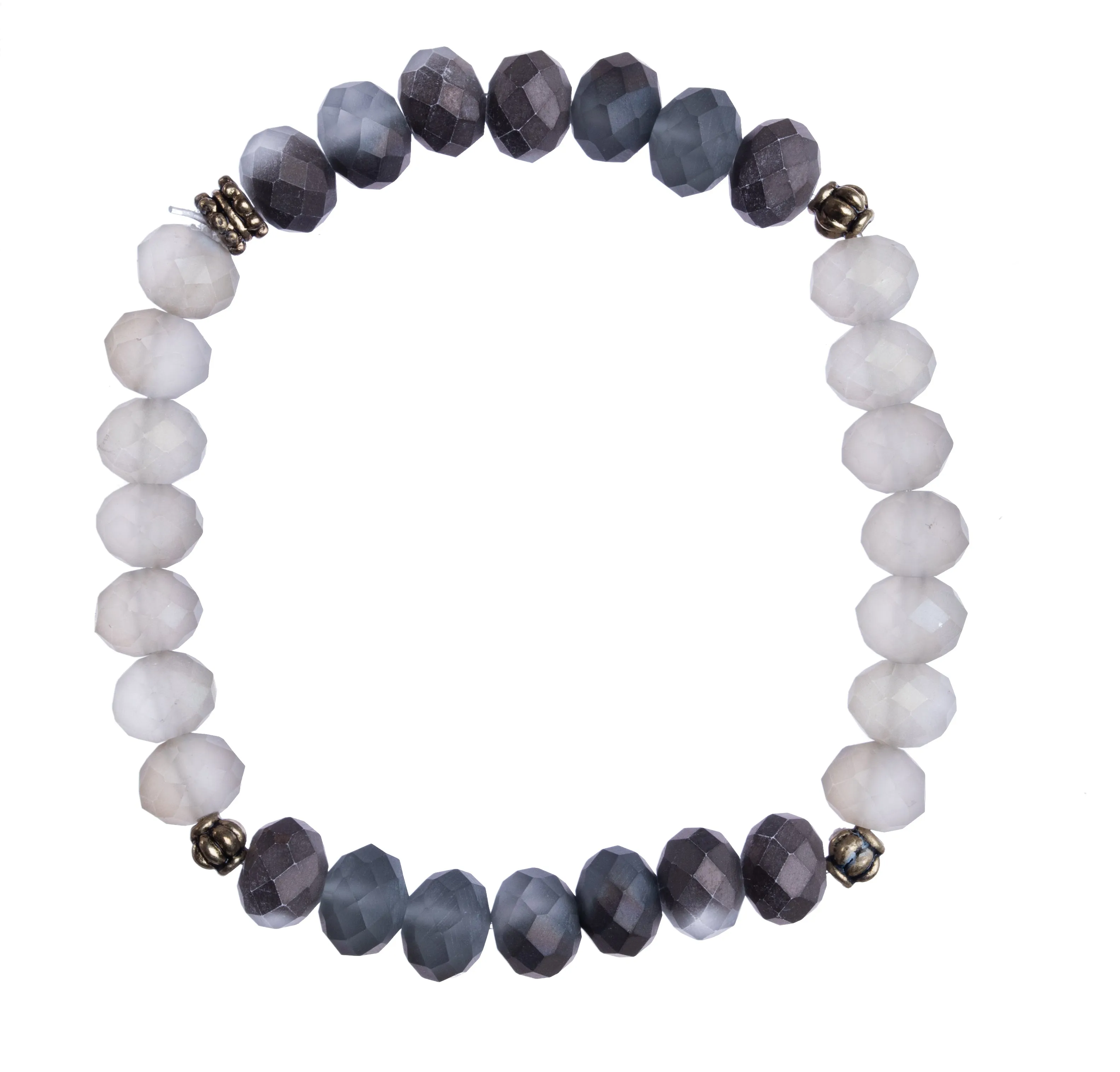 "Smoke   Gray" 8mm Crystal Stretchy Bracelet