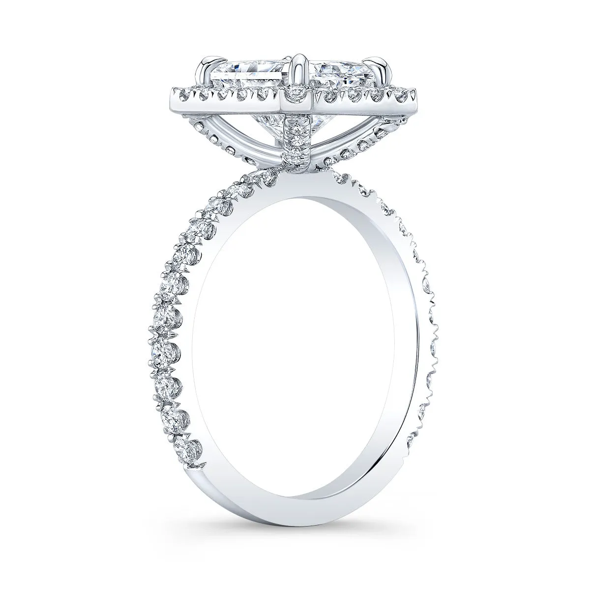Radiant Cut Engagement Ring Mounting - Diamond Halo