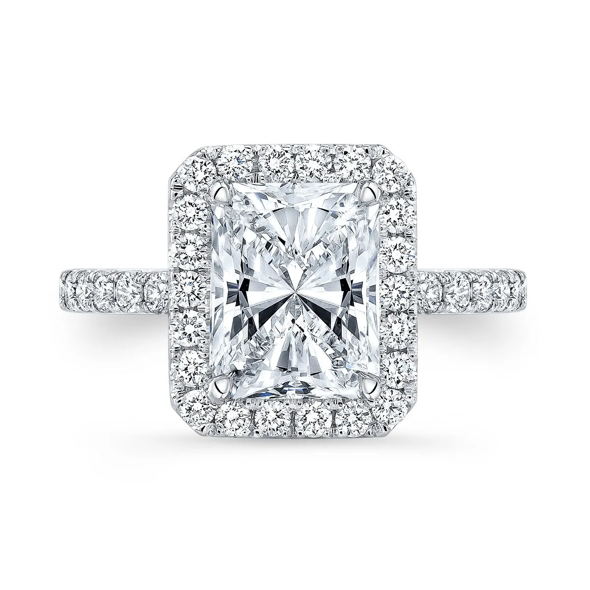 Radiant Cut Engagement Ring Mounting - Diamond Halo