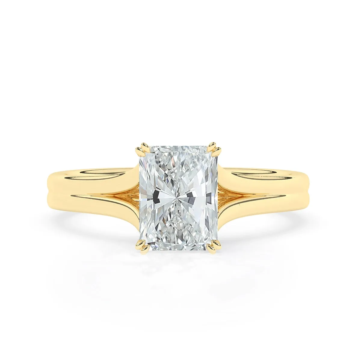 Radiant Solitaire Double Prong Split Shank Engagement Ring