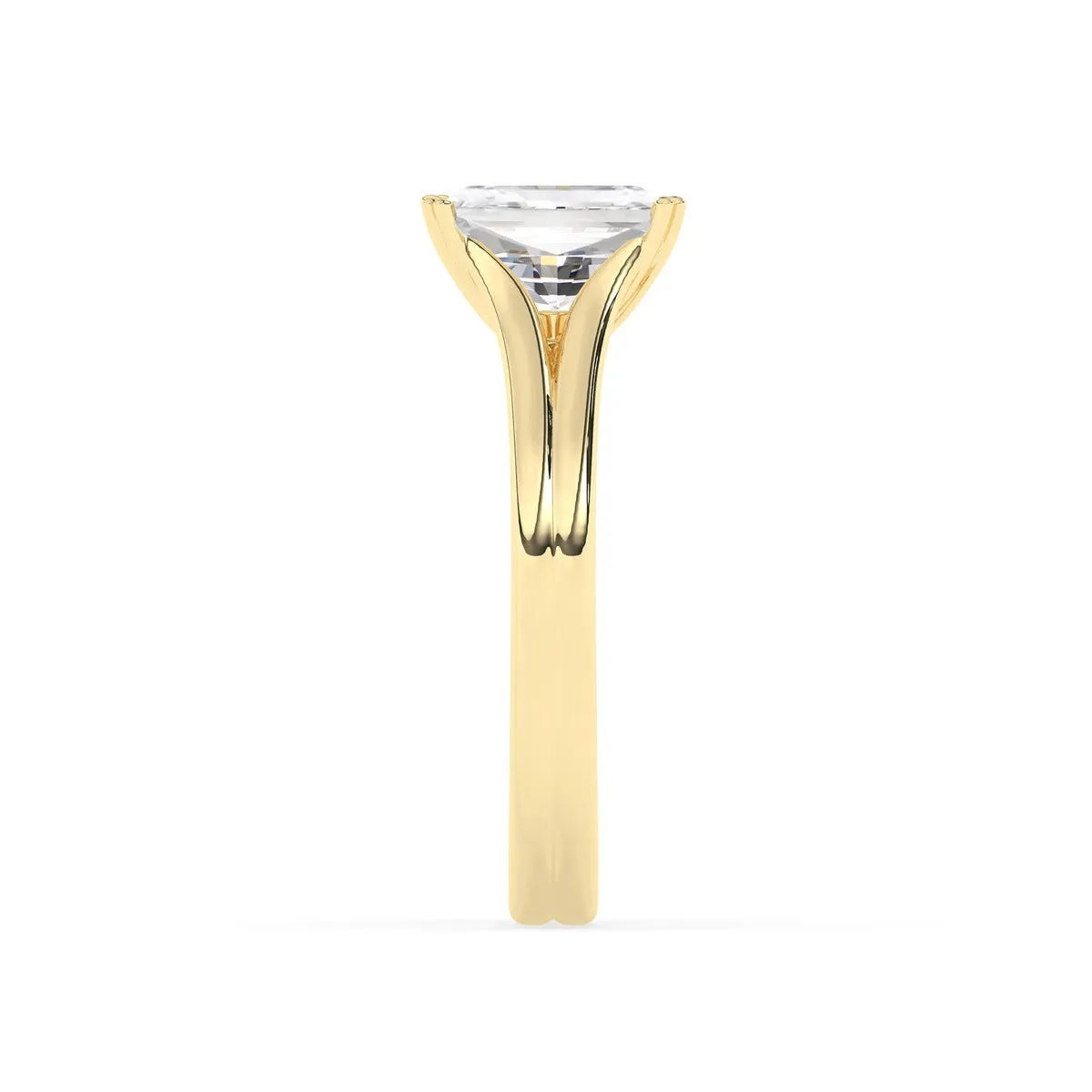 Radiant Solitaire Double Prong Split Shank Engagement Ring