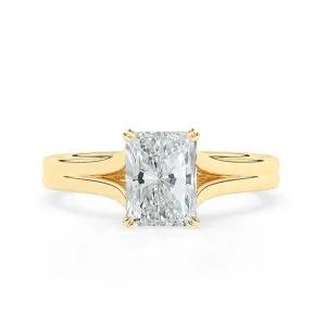 Radiant Solitaire Double Prong Split Shank Engagement Ring