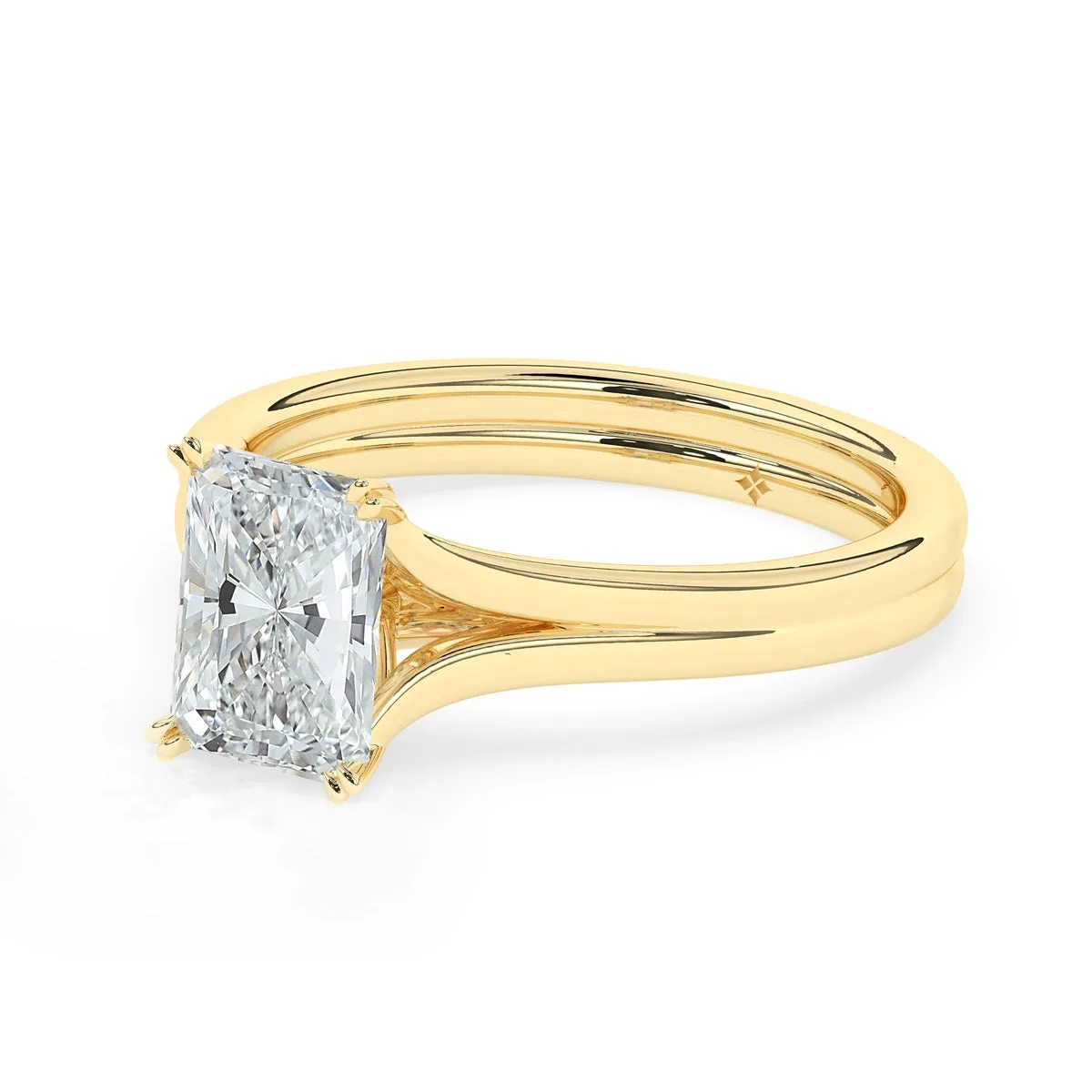 Radiant Solitaire Double Prong Split Shank Engagement Ring