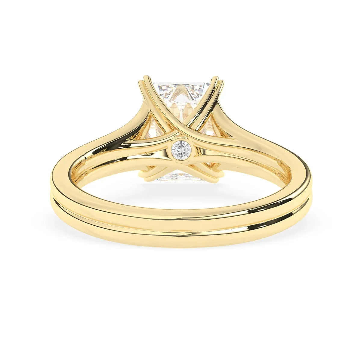 Radiant Solitaire Double Prong Split Shank Engagement Ring