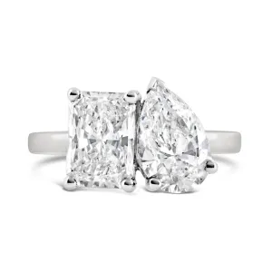 Rectangle & Pear Cut Toi et Moi Engagement Ring 2.93ct