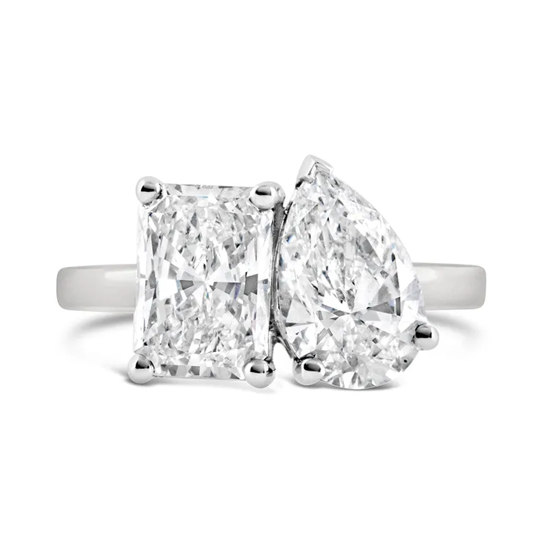 Rectangle & Pear Cut Toi et Moi Engagement Ring 2.93ct