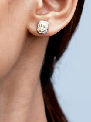 Rectangle Emerald Cut Stud Earrings (Pure Silver)