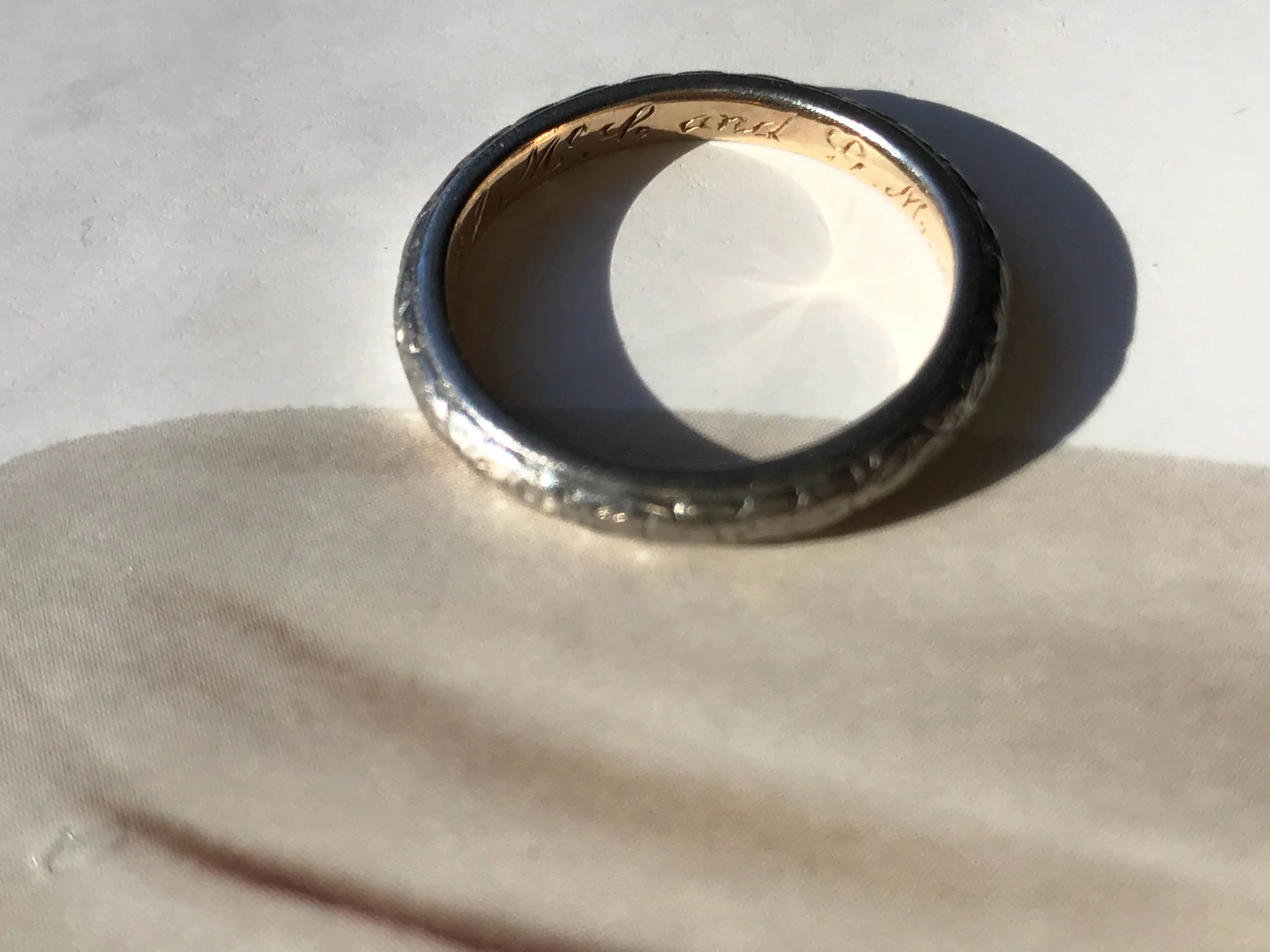 RESERVED for Klaudia - Antique Dogwood Flower Wedding Band Engraved April 22 1907. Size 5.5