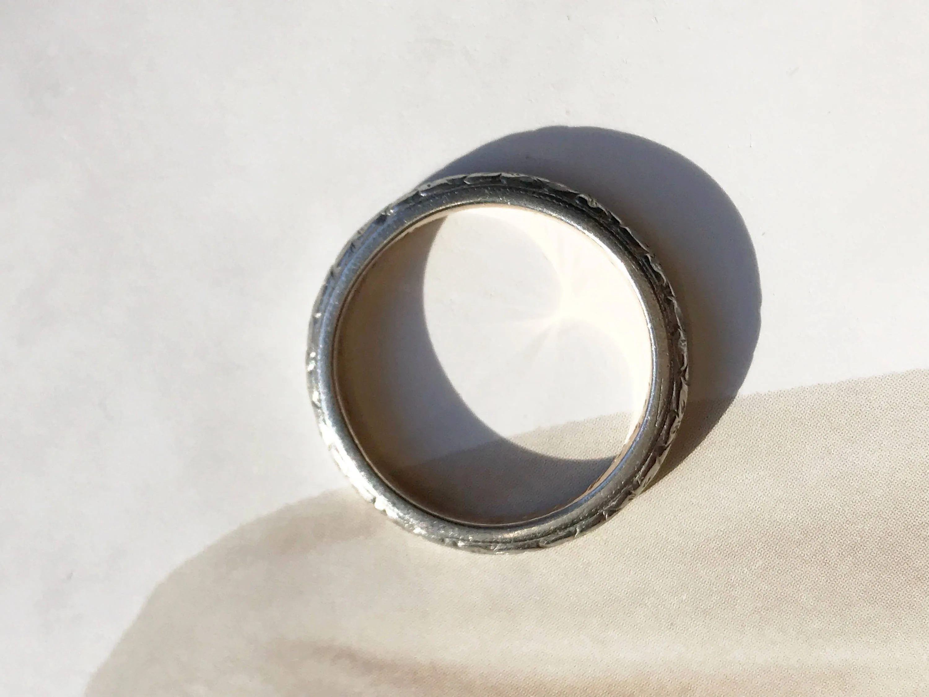 RESERVED for Klaudia - Antique Dogwood Flower Wedding Band Engraved April 22 1907. Size 5.5