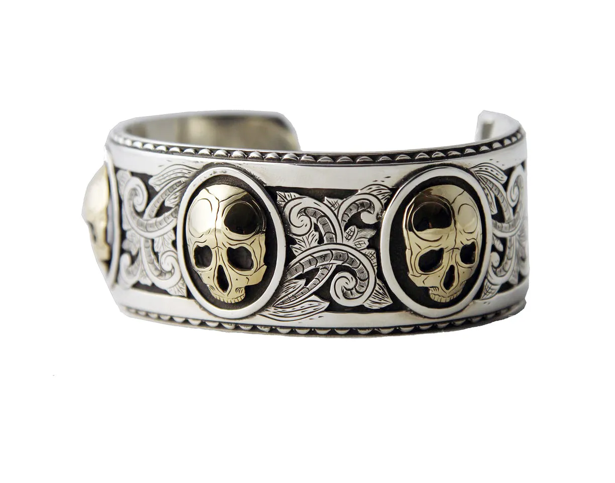 Richard Stump Gold Skull Cuff Bracelet 1.25