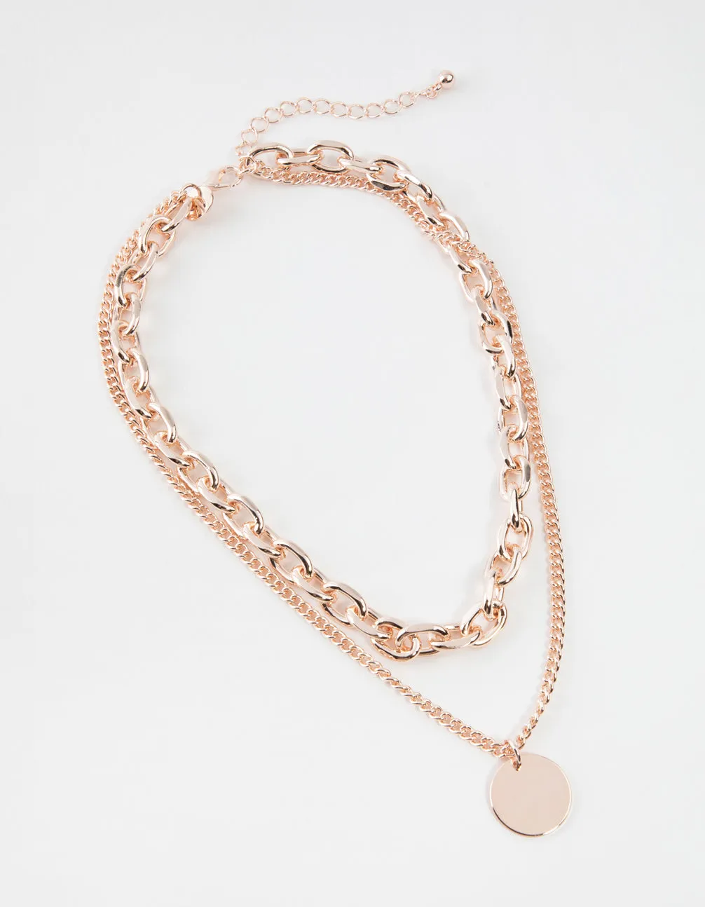 Rose Gold Mid Chain & Pendant Necklace