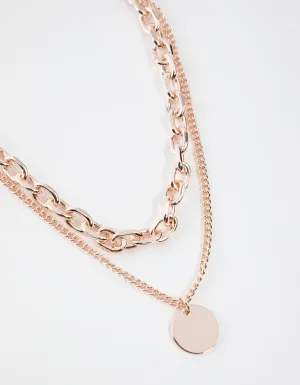 Rose Gold Mid Chain & Pendant Necklace