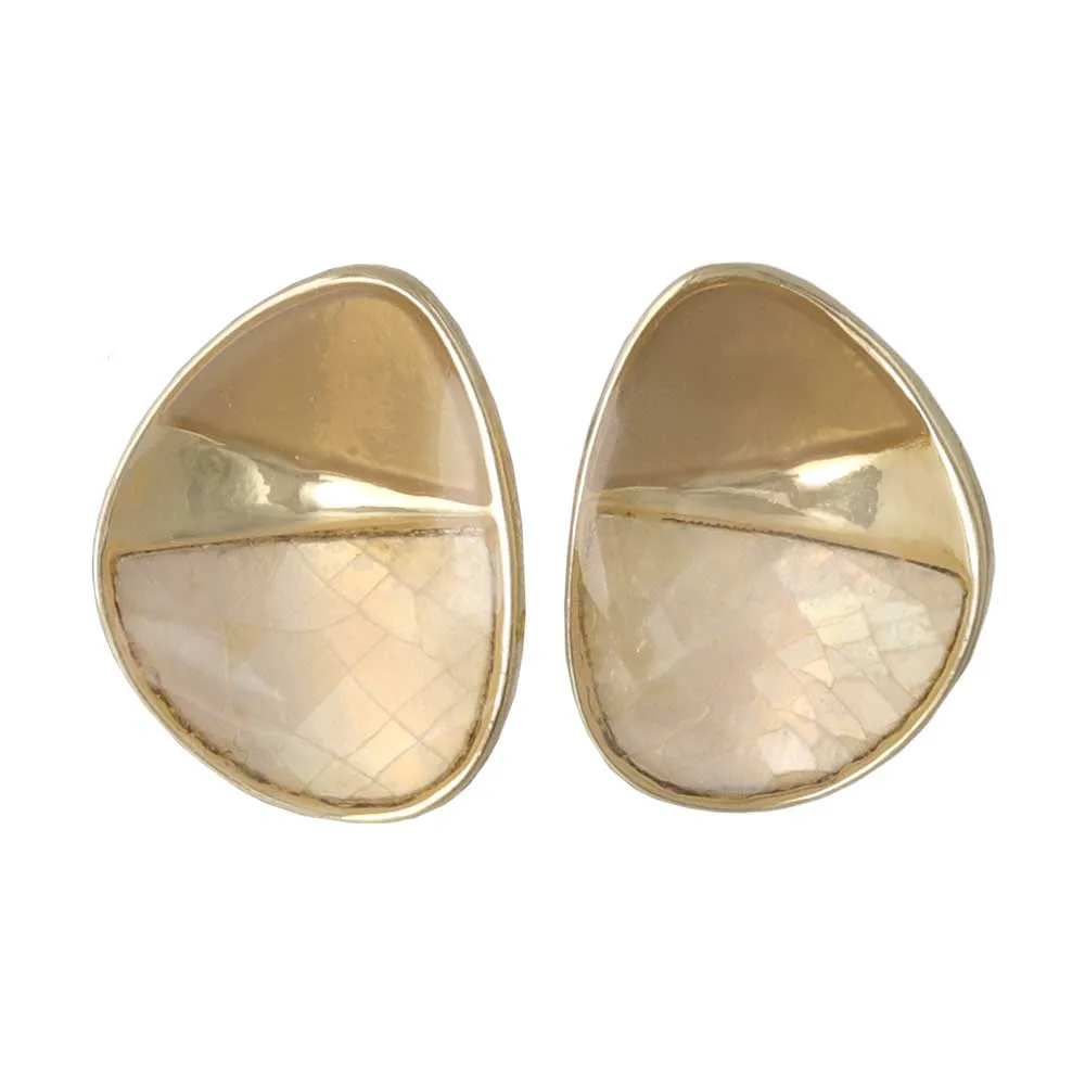 Round Bicolor Clip On Earrings