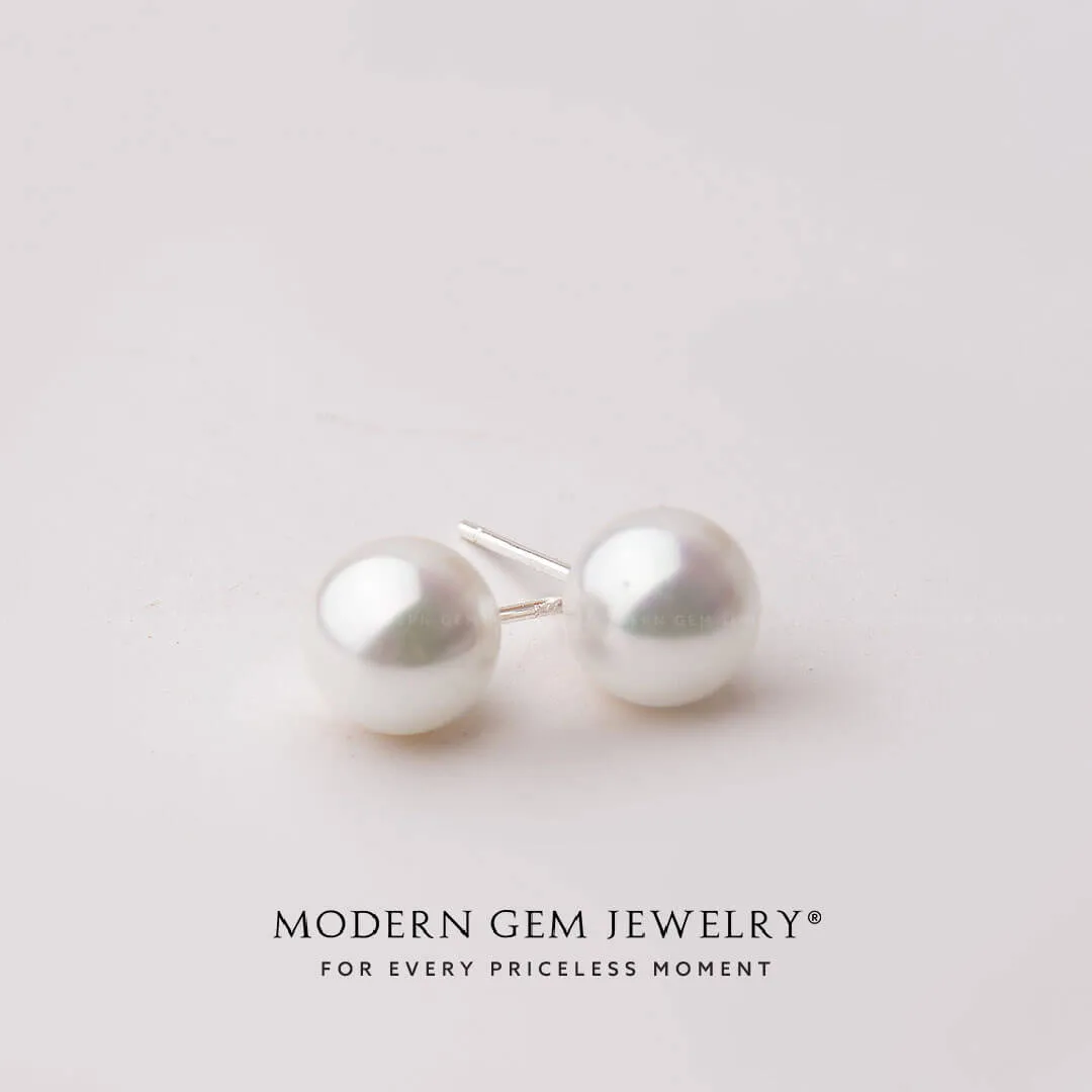 Round Stud Akoya Pearl Earrings