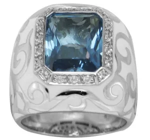 Royale - White Enamel With CZ Ring