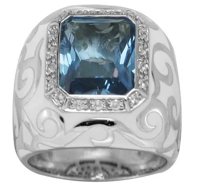 Royale - White Enamel With CZ Ring