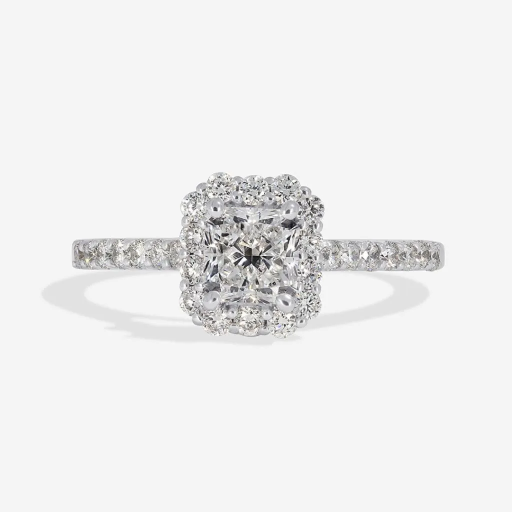 SIBEAL | Radiant Halo Diamond Set in 18ct White Gold 1.12ct
