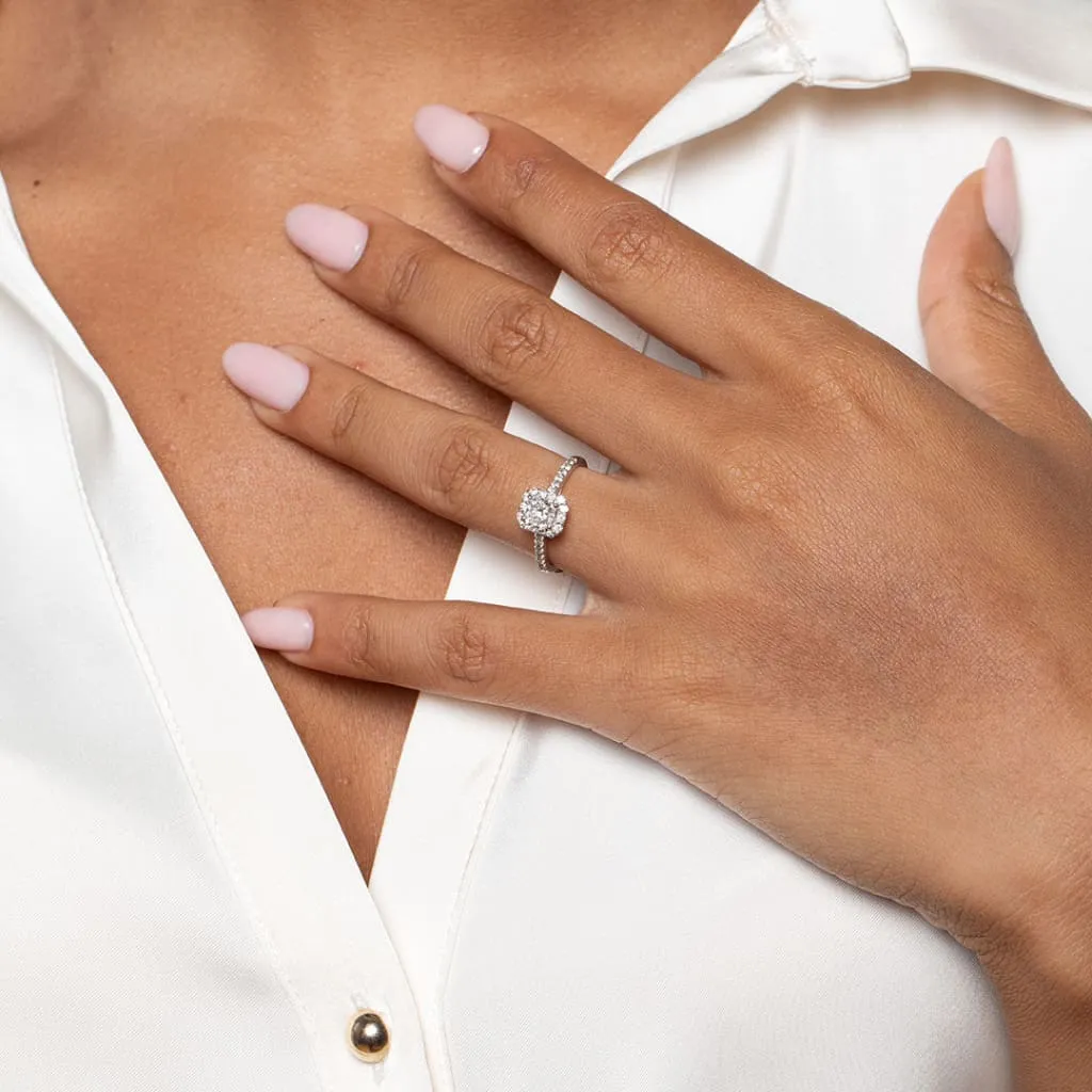 SIBEAL | Radiant Halo Diamond Set in 18ct White Gold 1.12ct