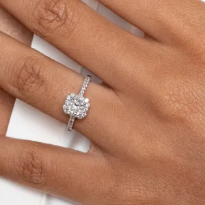 SIBEAL | Radiant Halo Diamond Set in 18ct White Gold 1.12ct