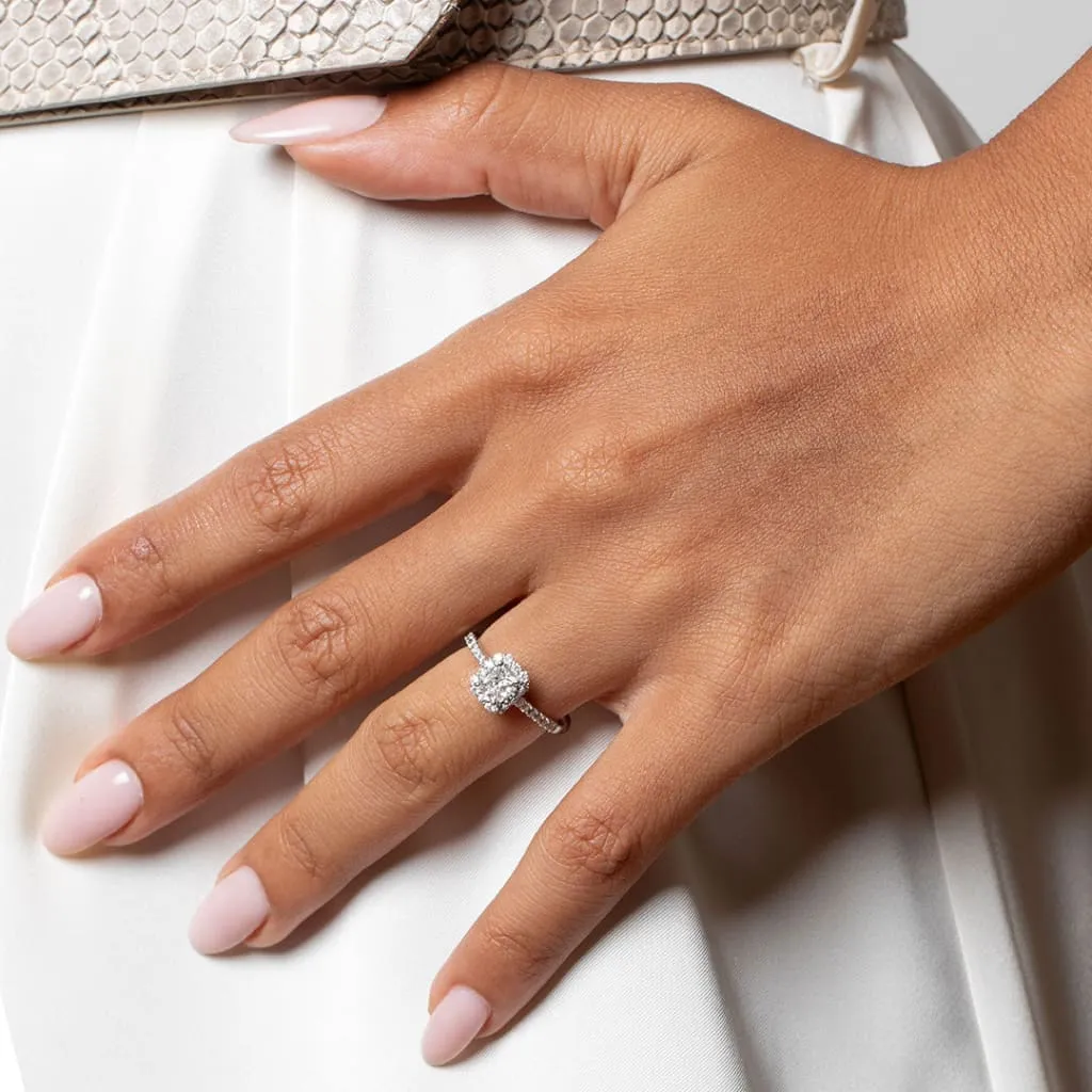 SIBEAL | Radiant Halo Diamond Set in 18ct White Gold 1.12ct