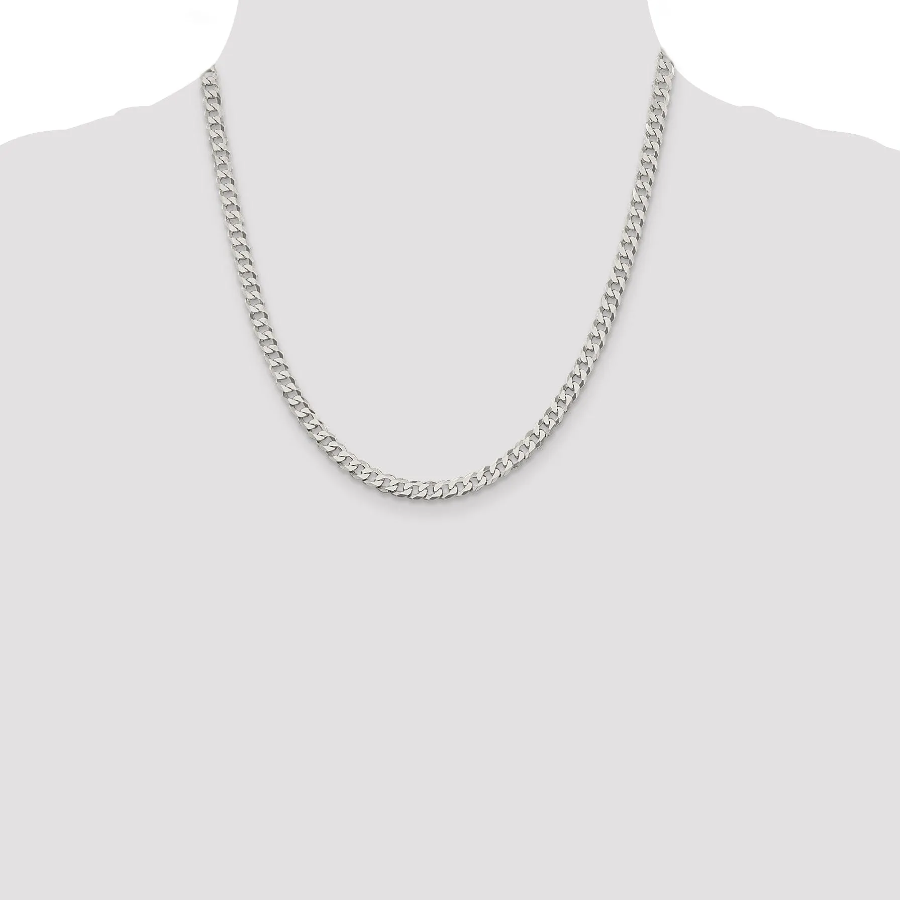 Silver 4.50-mm Solid Beveled Link Curb Chain