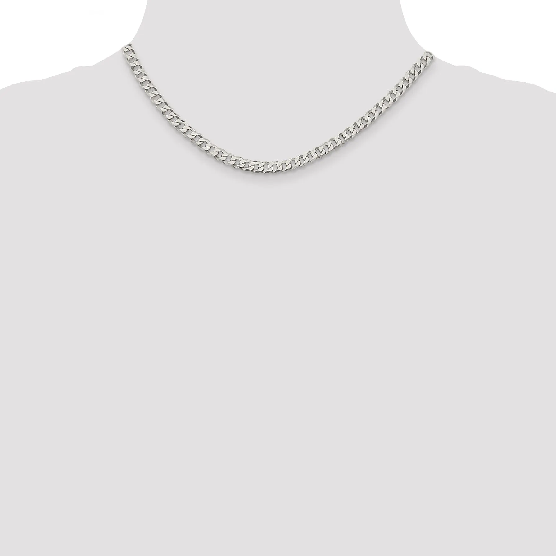 Silver 4.50-mm Solid Beveled Link Curb Chain