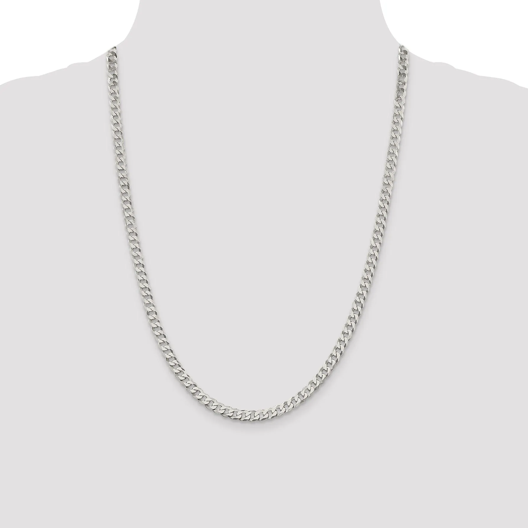 Silver 4.50-mm Solid Beveled Link Curb Chain