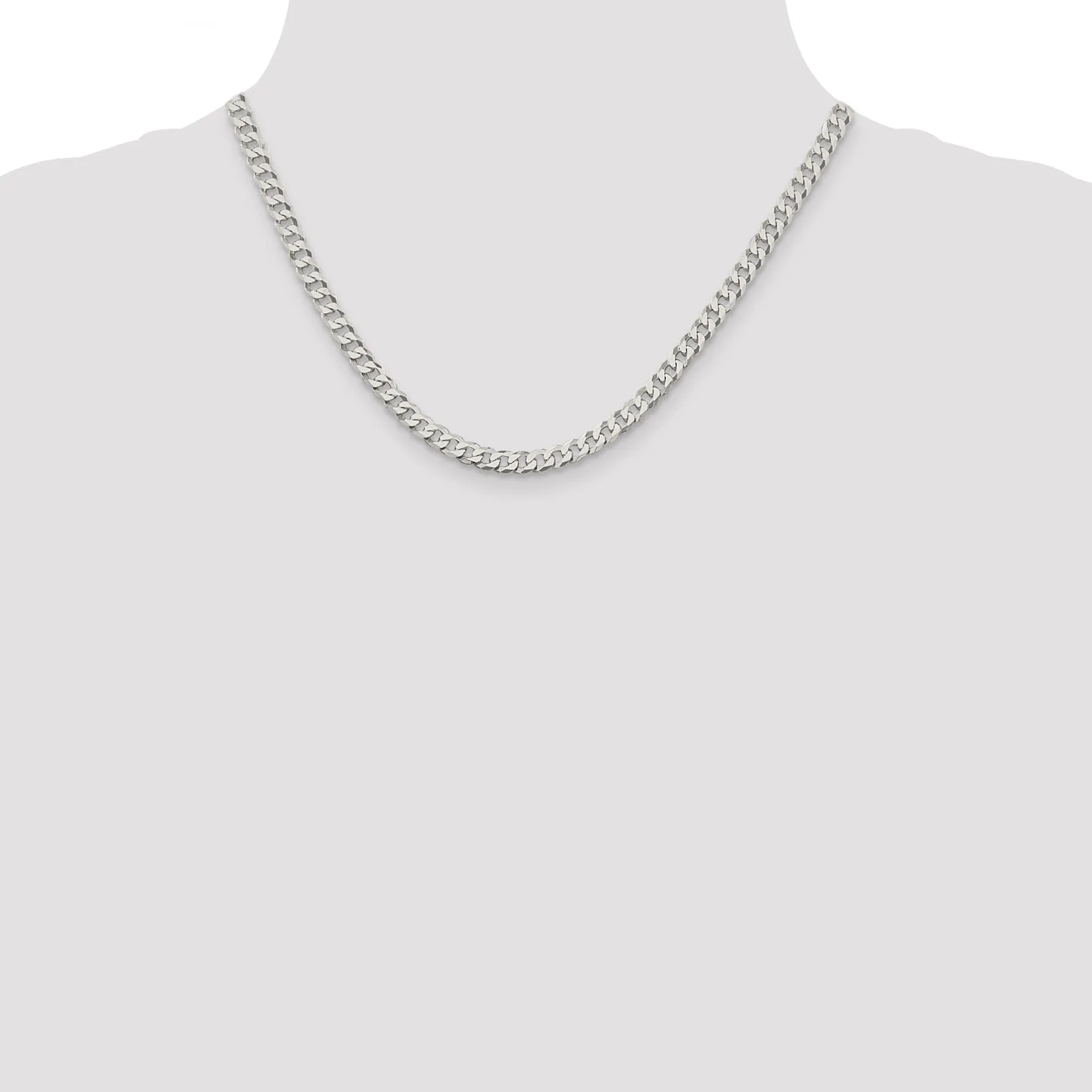 Silver 4.50-mm Solid Beveled Link Curb Chain