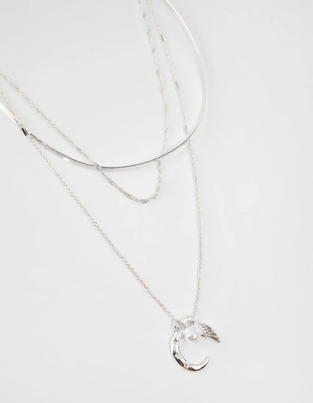 Silver Short Celestial 3-Row Necklace