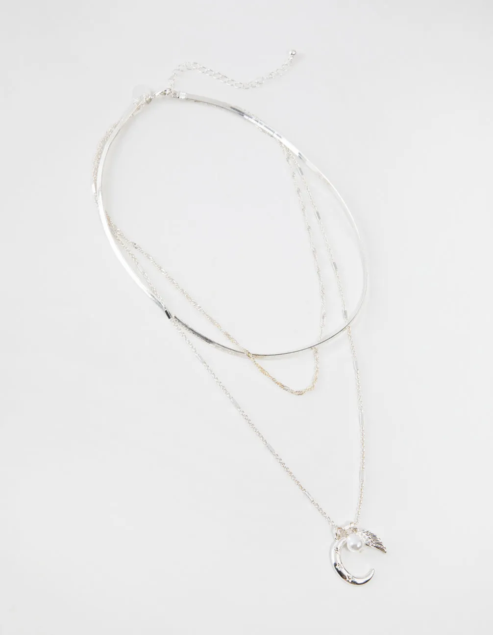 Silver Short Celestial 3-Row Necklace