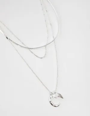 Silver Short Celestial 3-Row Necklace