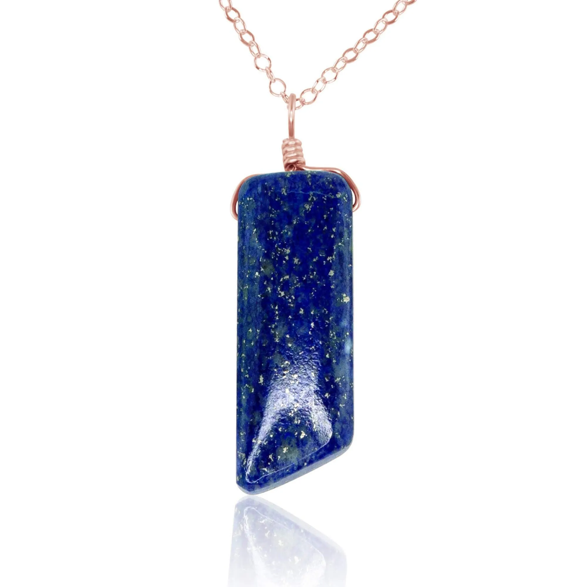 Smooth Blue Lapis Lazuli Natural Point Crystal Necklace