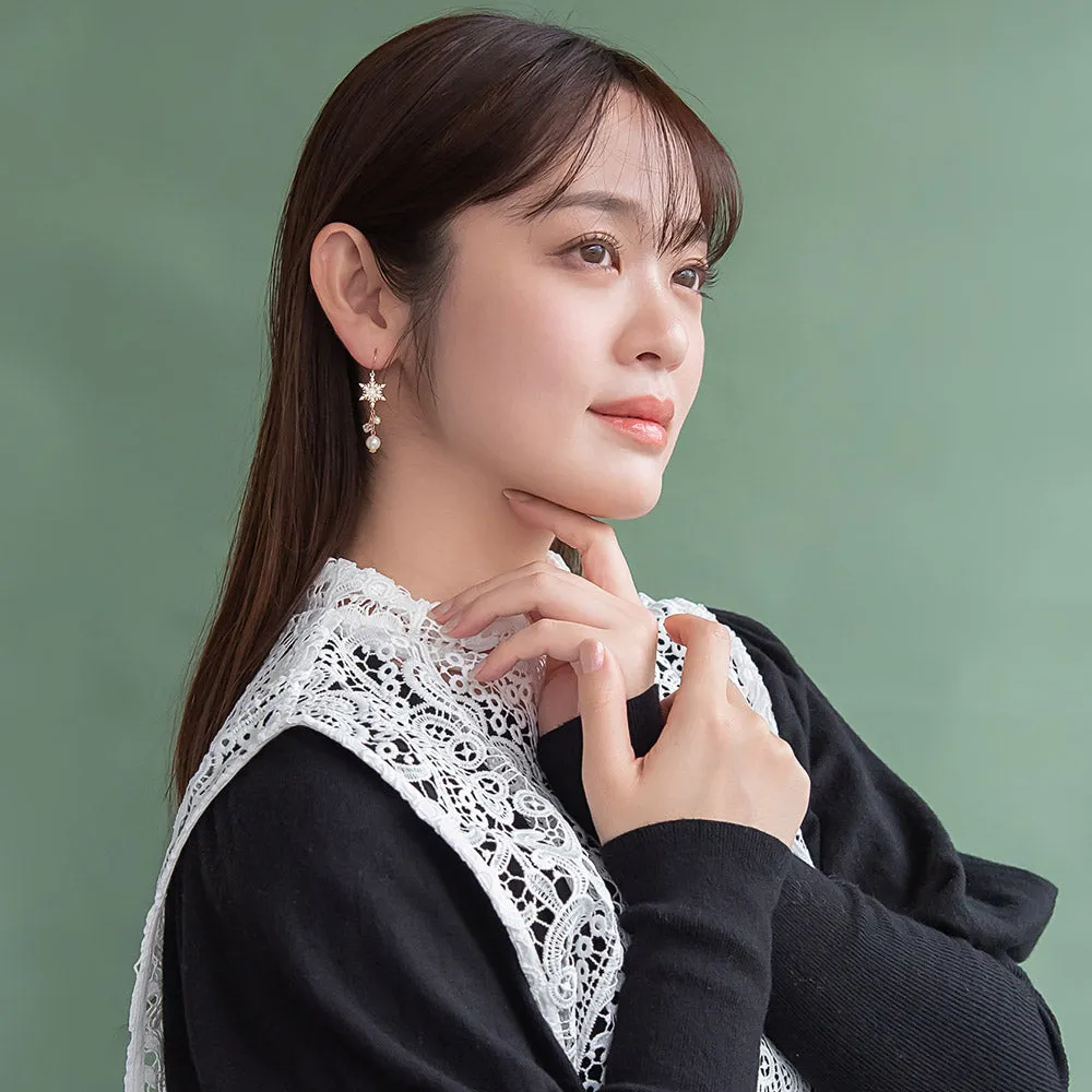 Snowflake and Pearl Drop Earrings