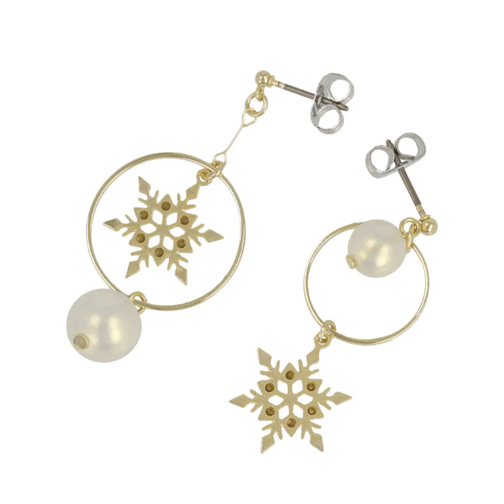 Snowflake Asymmetrical Drop Earrings