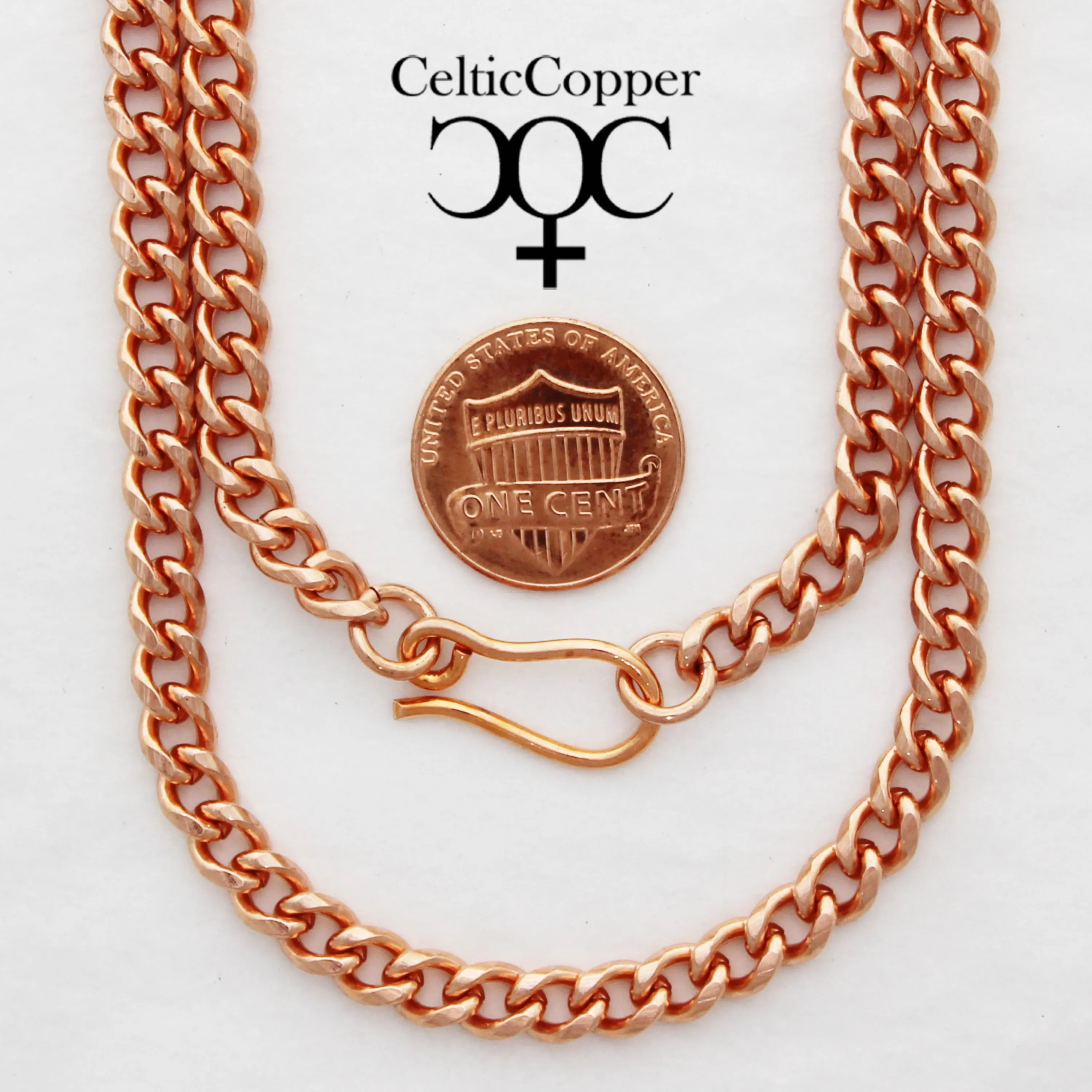 Solid Copper Cuban Curb Chain Necklace 20 Inches NC72 Copper Curb Chain Necklace 20" Relaxed Fit Chain