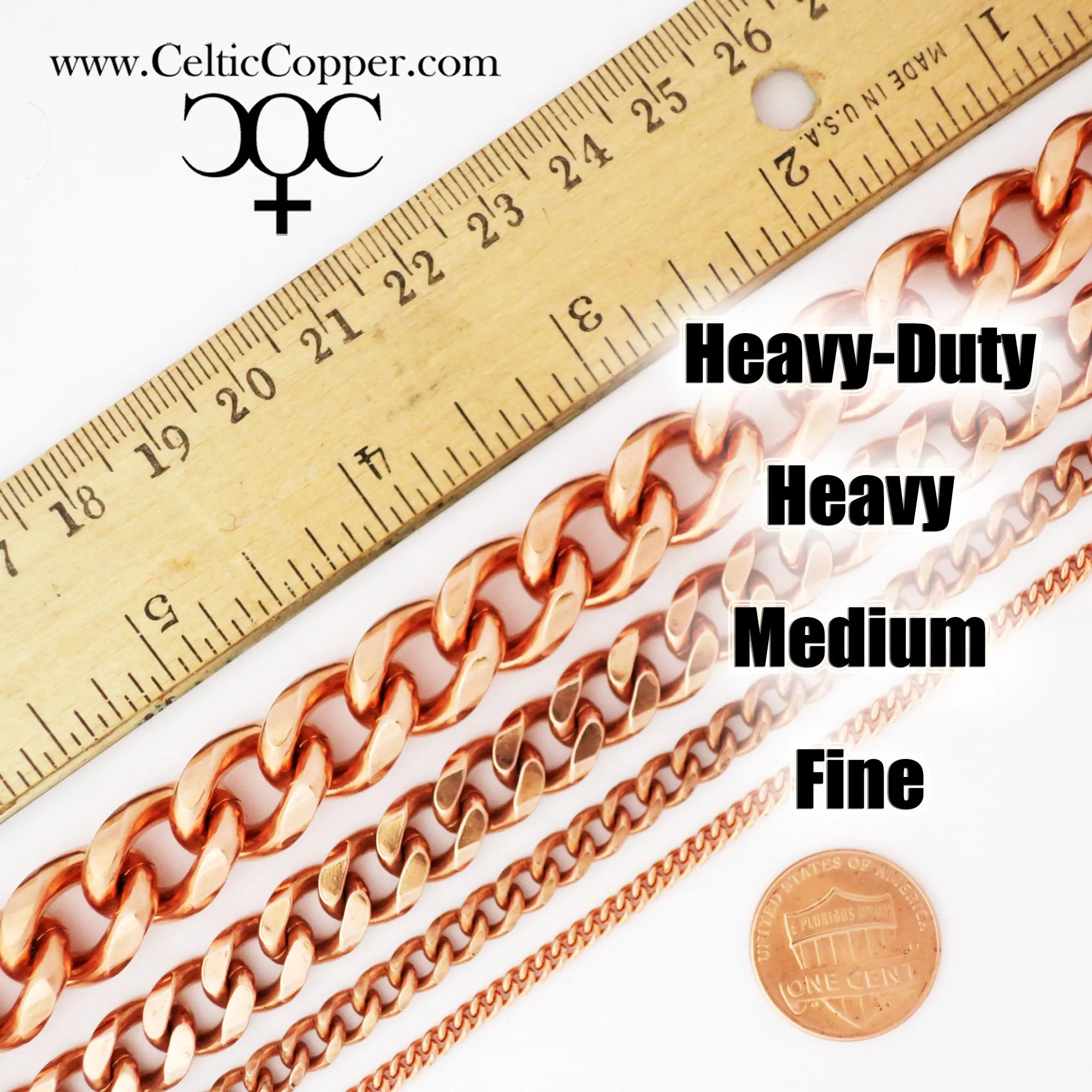 Solid Copper Cuban Curb Chain Necklace 20 Inches NC72 Copper Curb Chain Necklace 20" Relaxed Fit Chain