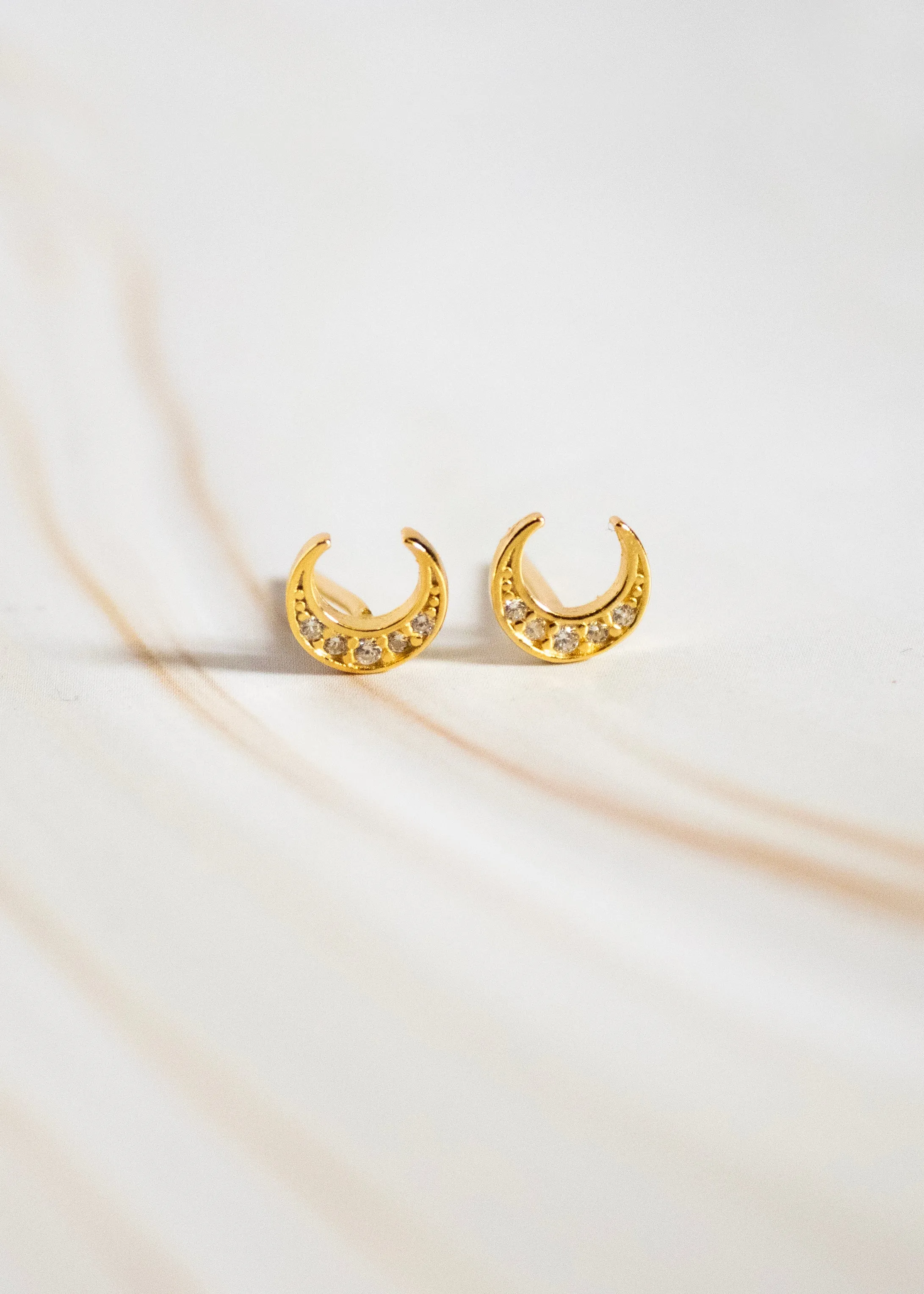 Sparkle Moons Gold Post Earrings