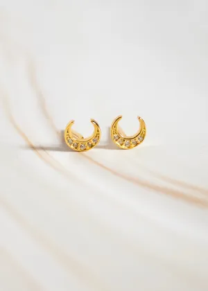 Sparkle Moons Gold Post Earrings