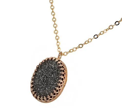 SPIRA Handcrafted 14k Yellow Gold Filled White Agate Druzy Loop Pendant Chain Druzy Gemstone Casual Necklace  Druzy Pendant Druzy Necklace