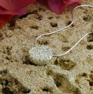 SPIRA Natural crystal quartz solid 925 Sterling Silver White Agate Druzy Rope Pendant Chain Free Shipping,Casual Silve  Boho Chic Necklace