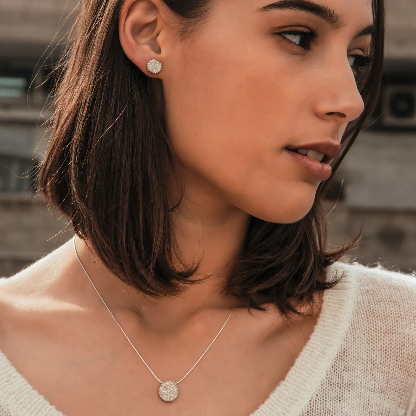 SPIRA Natural crystal quartz solid 925 Sterling Silver White Agate Druzy Rope Pendant Chain Free Shipping,Casual Silve  Boho Chic Necklace