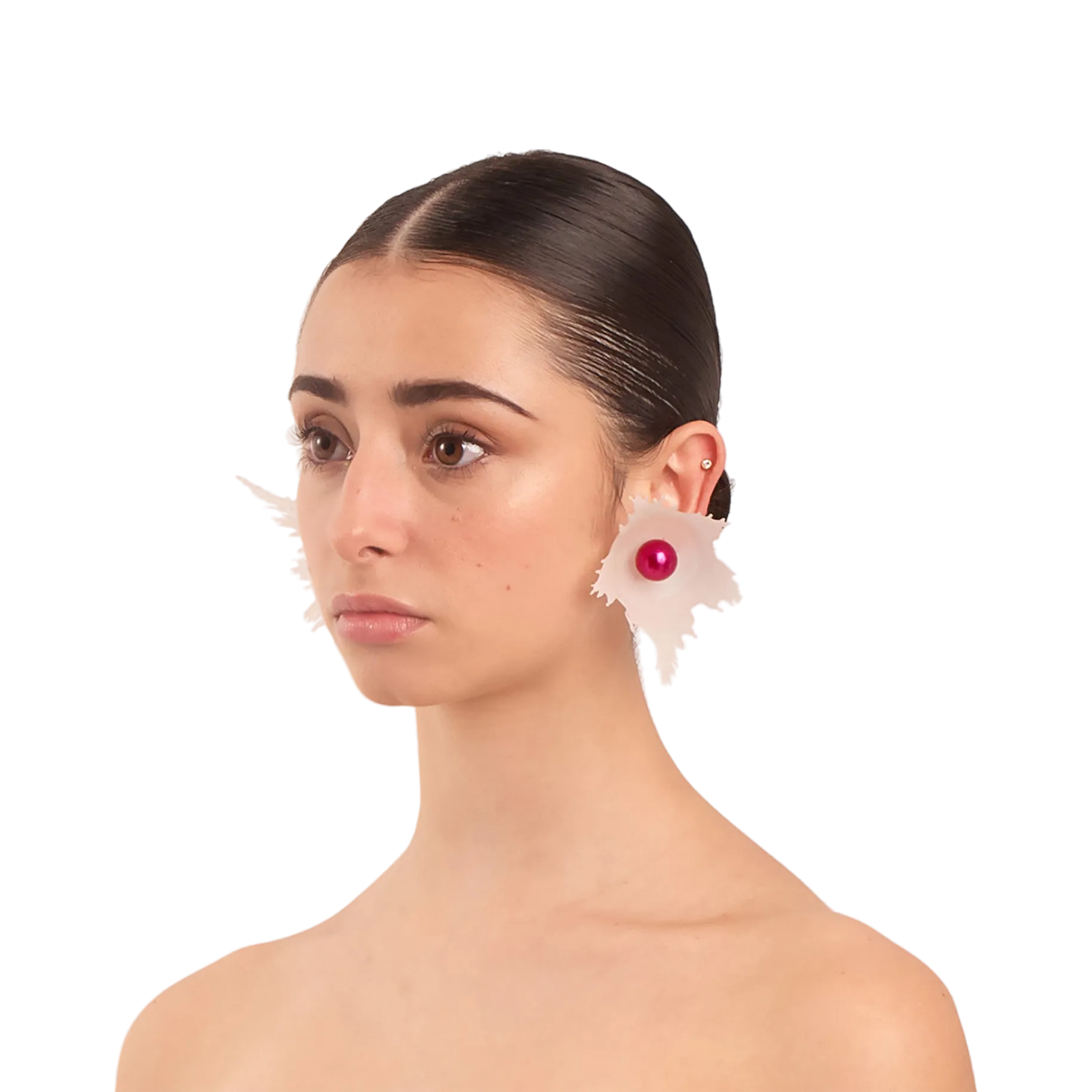 Splash Earrings — Matte White / Burgundy