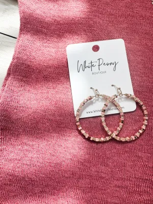 Square Bead Circle Earrings. *Final Sale*