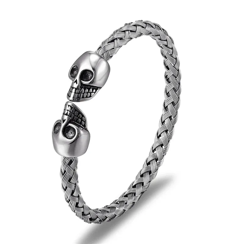 Stainless Steel Skull Titanium Bangle Bracelet